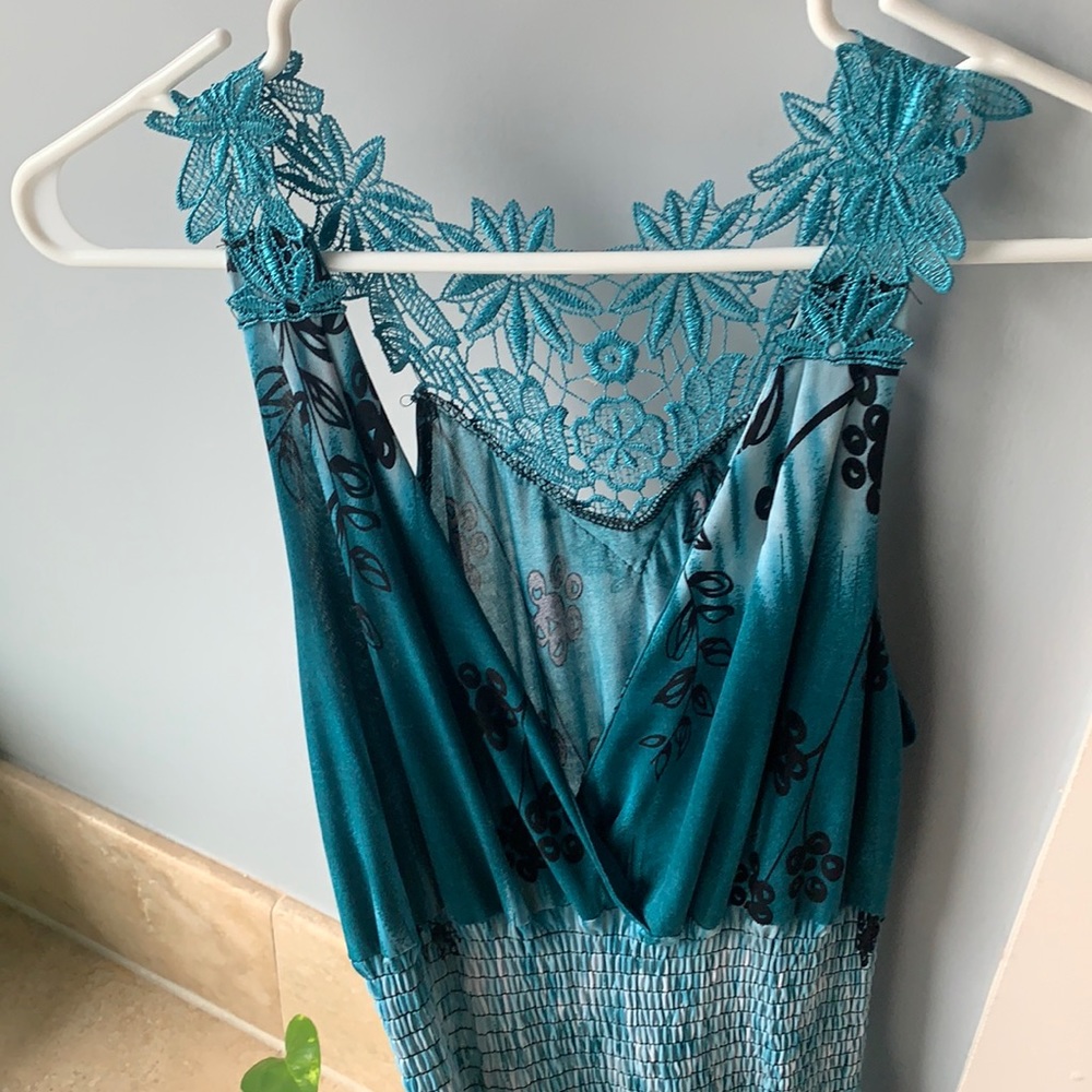 Turquoise floral maxi dress